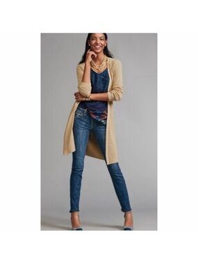 CAbi Abbey Road Duster XL Cardigan Tan Knit Camel Sweater Cabi Long #3359